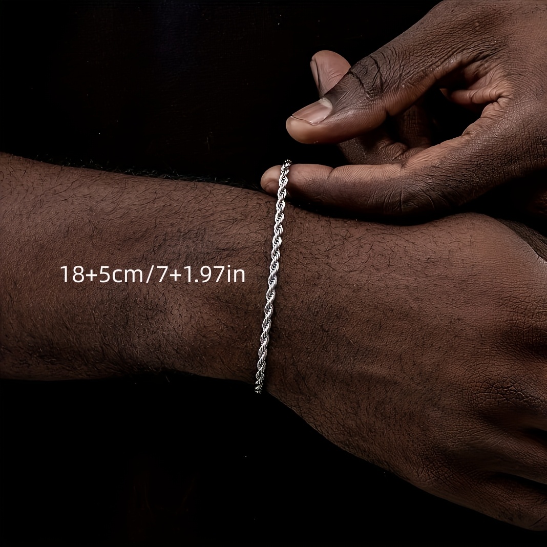 Stylish Minimalist Men's Stainless Steel Twisted Rope Chain Bracelet